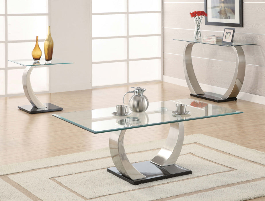 Pruitt Rectangular Glass Top Metal Side End Table Satin