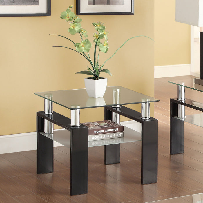 Dyer 1-shelf Square Glass Top Side End Table Black