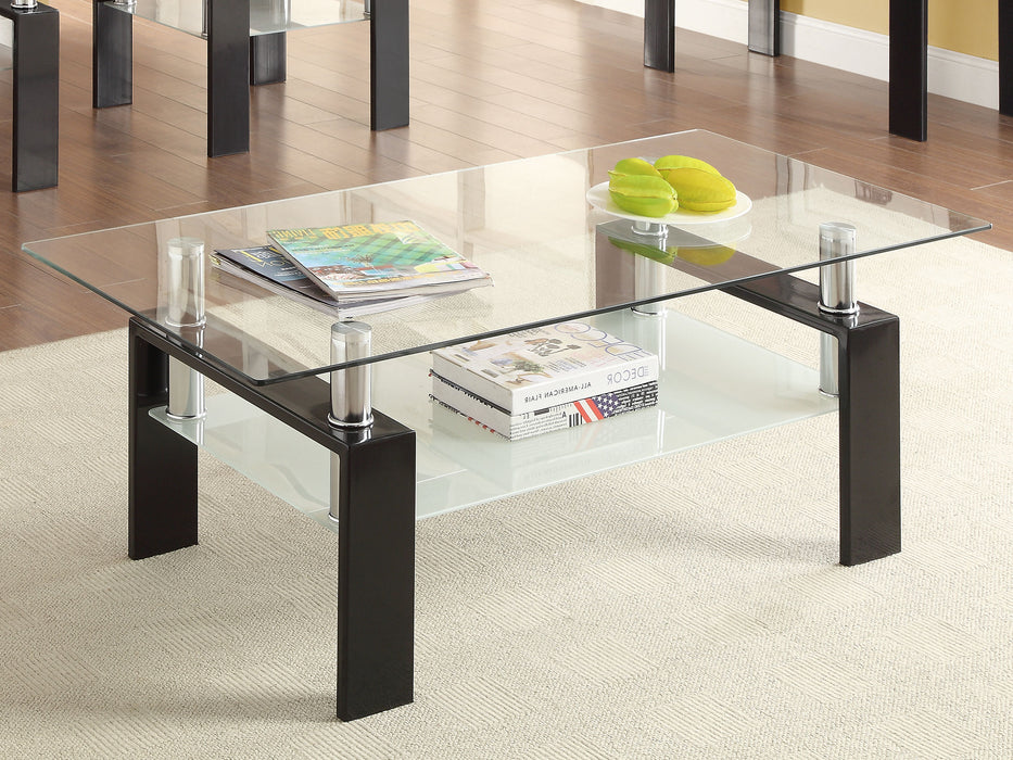 Dyer 1-shelf Rectangular Glass Top Coffee Table Black