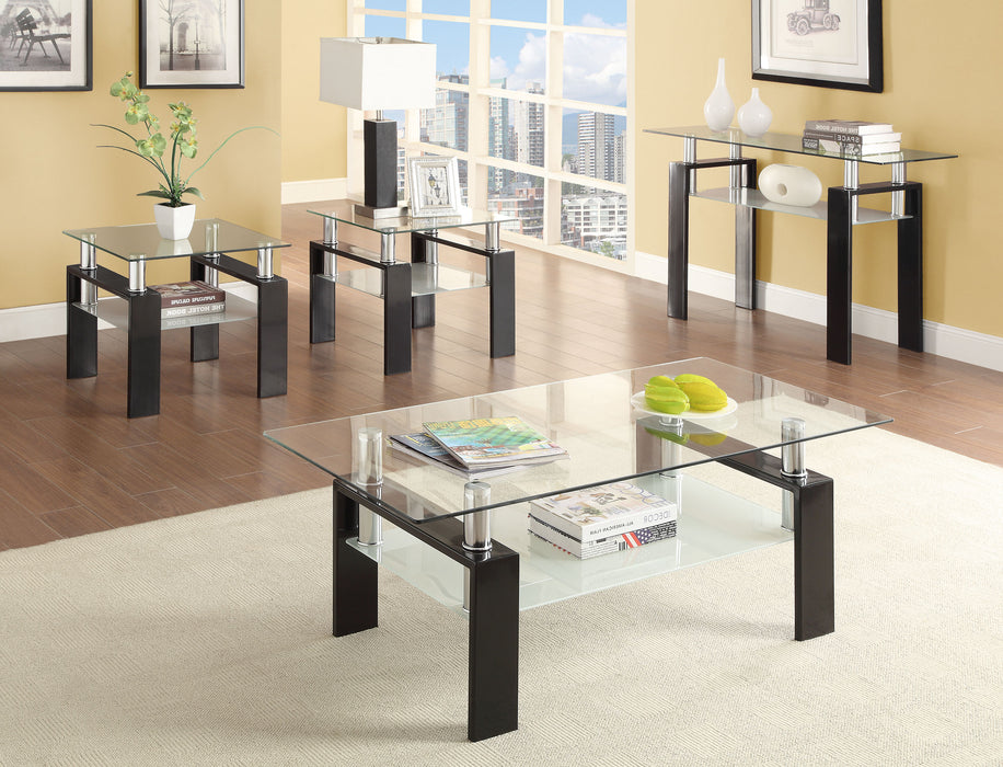 Dyer 1-shelf Rectangular Glass Top Coffee Table Black