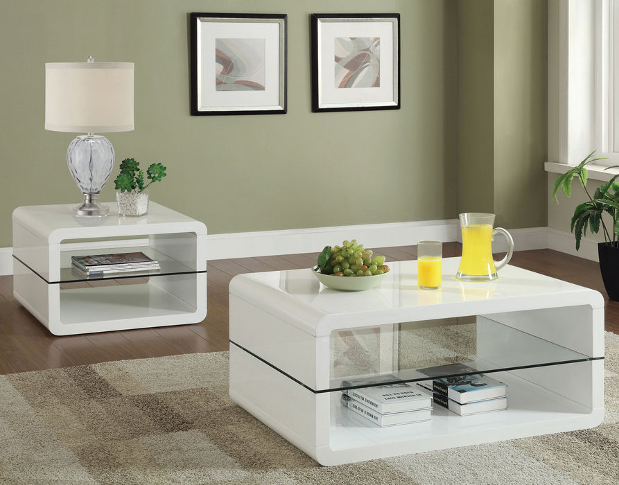 Elana 1-shelf Rectangular Side End Table White High Gloss