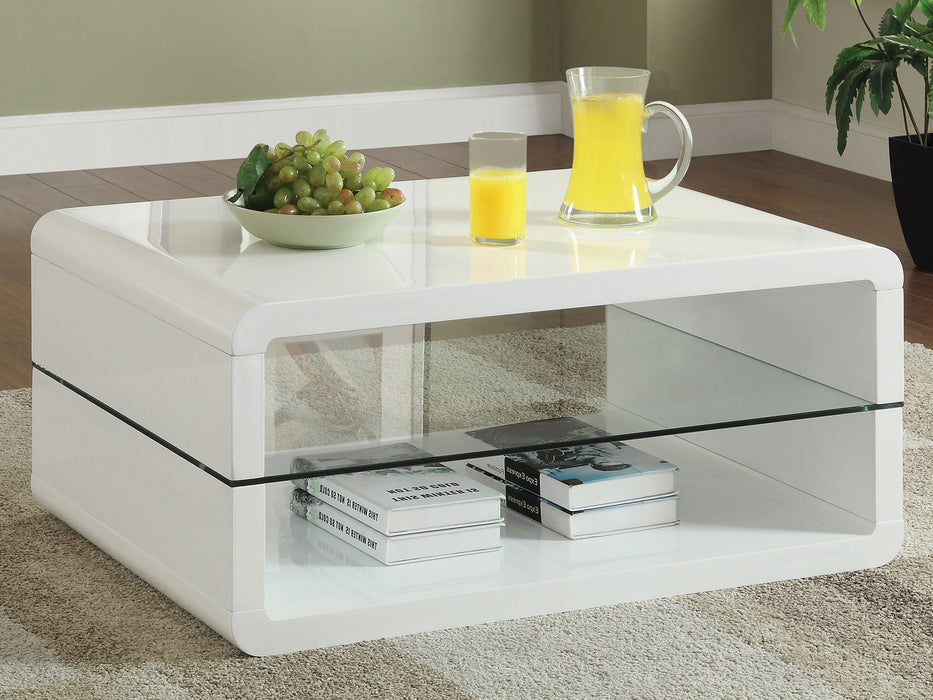 Elana 1-shelf Rectangular Coffee Table White High Gloss