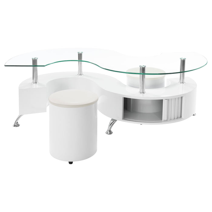 Buckley 3-piece Coffee Table and Stools Set White High Gloss