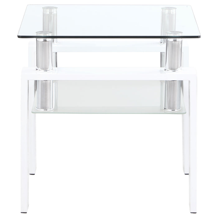 Dyer 1-shelf Square Glass Top Side End Table White