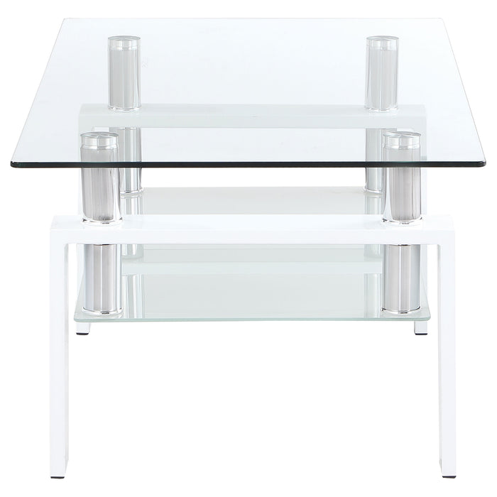 Dyer 1-shelf Rectangular Glass Top Coffee Table White