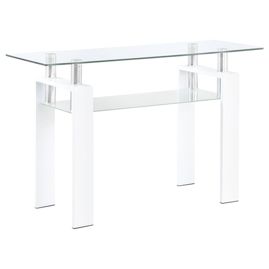 Dyer Rectangular Glass Top Entryway Sofa Console Table White