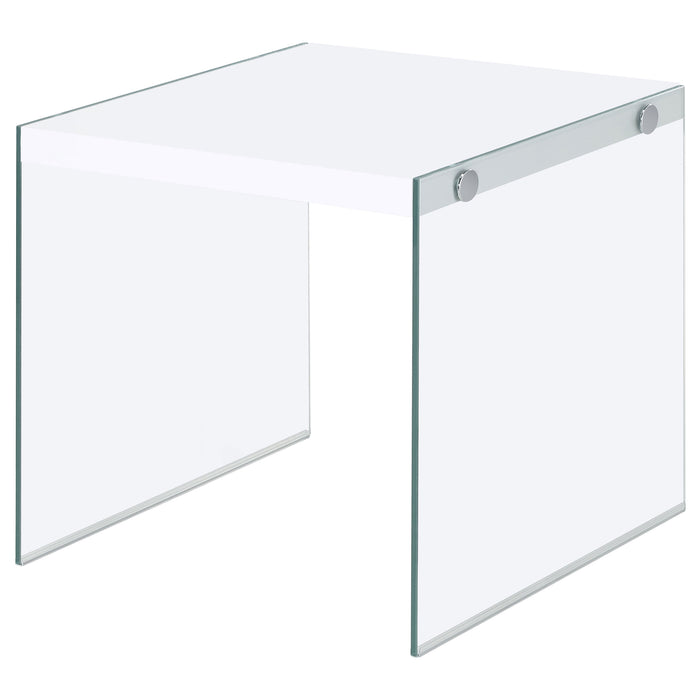 Opal Square Glass Frame Side End Table White High Gloss