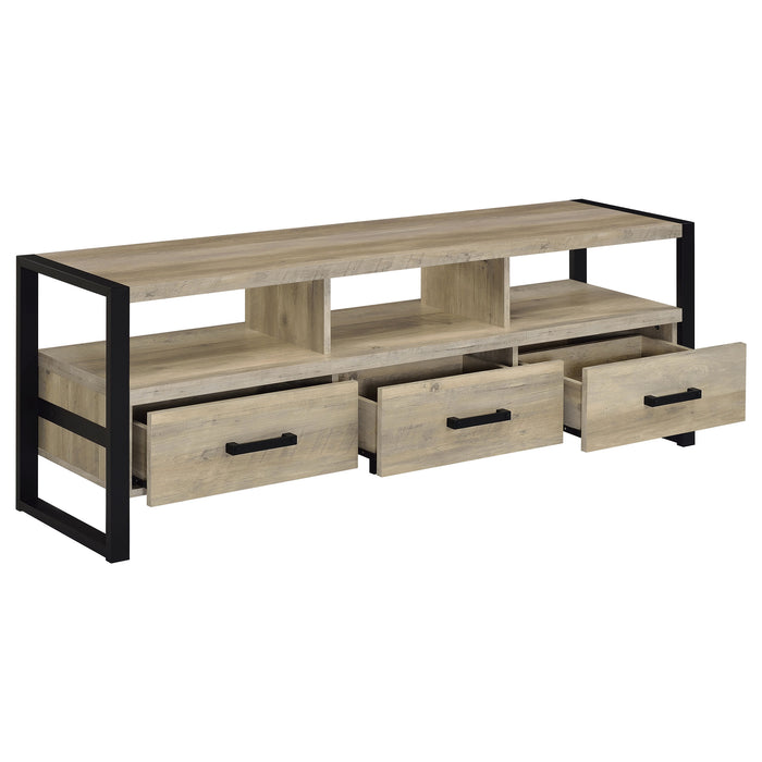 James 3-drawer Engineered Wood 60" TV Stand Distressed Pine
