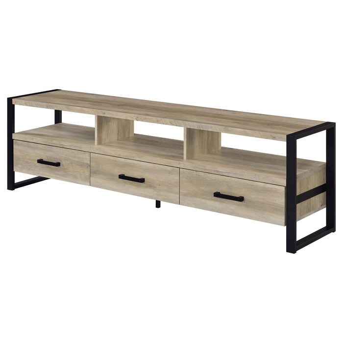 James 3-drawer Engineered Wood 71" TV Stand Distressed Pine