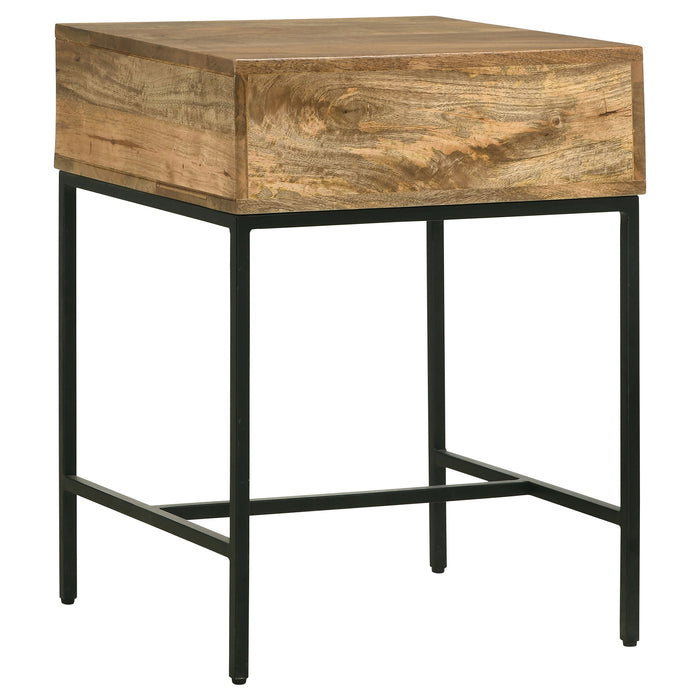 Stephie Rectangular Side End Table with Storage Honey Brown