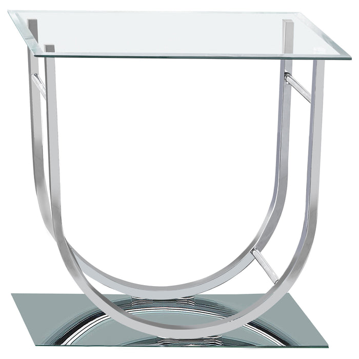 Danville Square U-Shaped Glass Top Side End Table Chrome