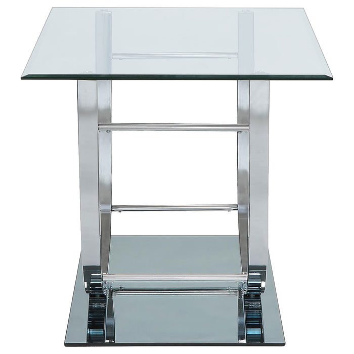 Danville Square U-Shaped Glass Top Side End Table Chrome
