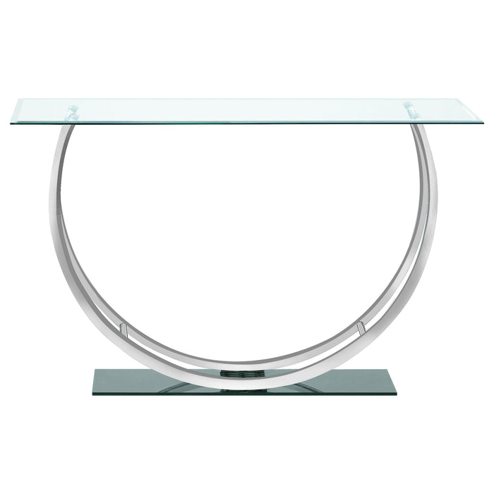 Danville U-shaped Glass Top Entryway Console Table Chrome