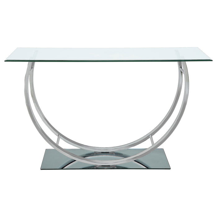 Danville U-shaped Glass Top Entryway Console Table Chrome