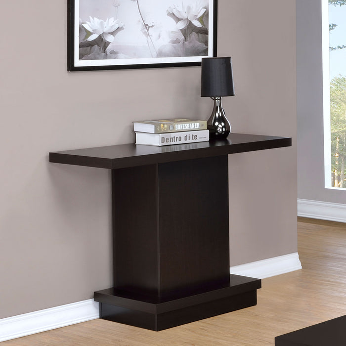 Reston Engineered Wood Pedestal Console Table Cappuccino