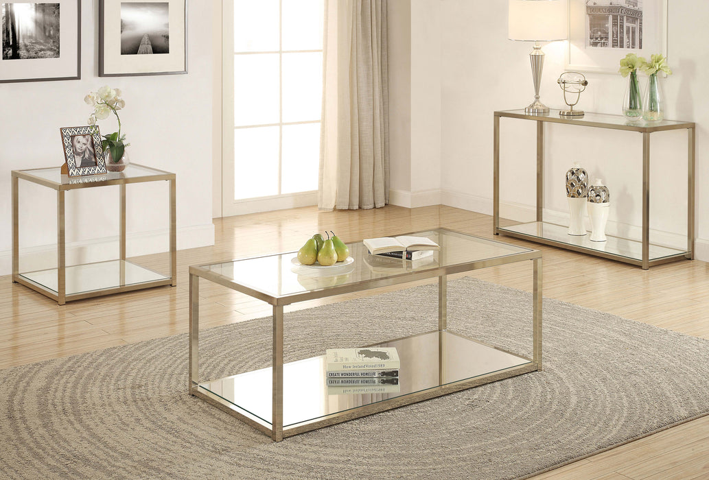 Cora Glass Top Entryway Console Table Chocolate Chrome