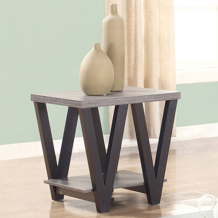 Stevens Engineered Wood End Table Antique Grey and Black