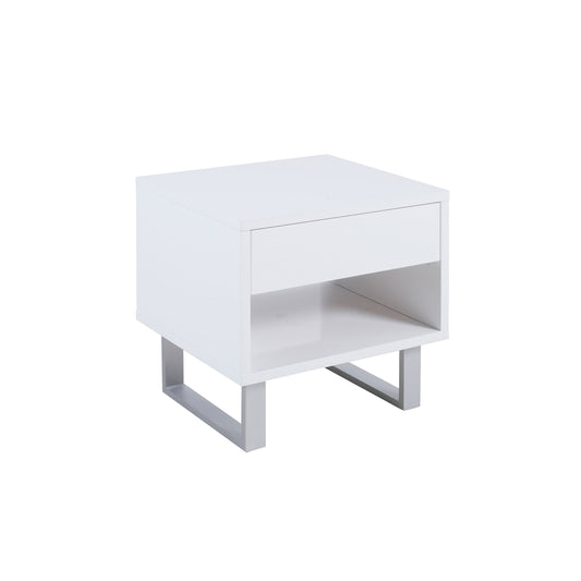 Atchison 1-drawer Rectangular End Table White High Gloss