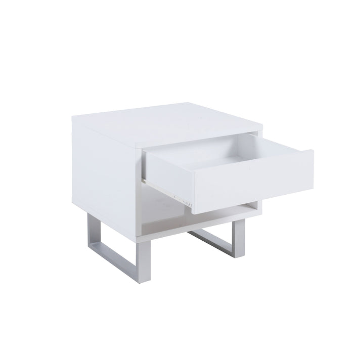 Atchison 1-drawer Rectangular End Table White High Gloss