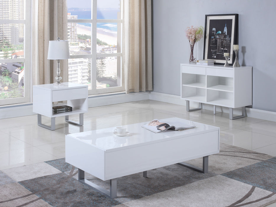 Atchison 2-drawer Rectangular Coffee Table White High Gloss