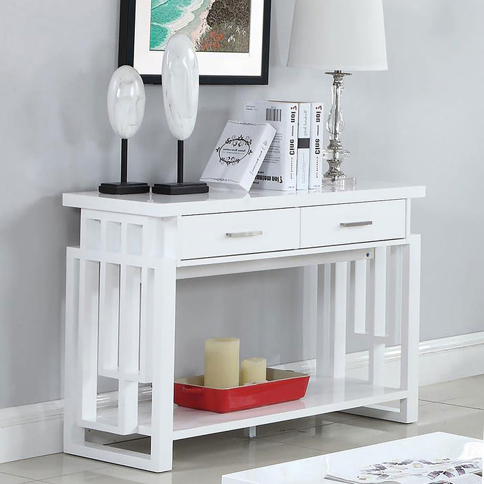 Schmitt 2-drawer Entryway Console Table High Glossy White