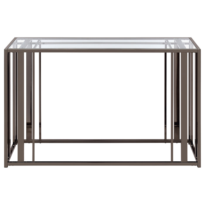 Adri Glass Top Entryway Sofa Console Table Black Nickel