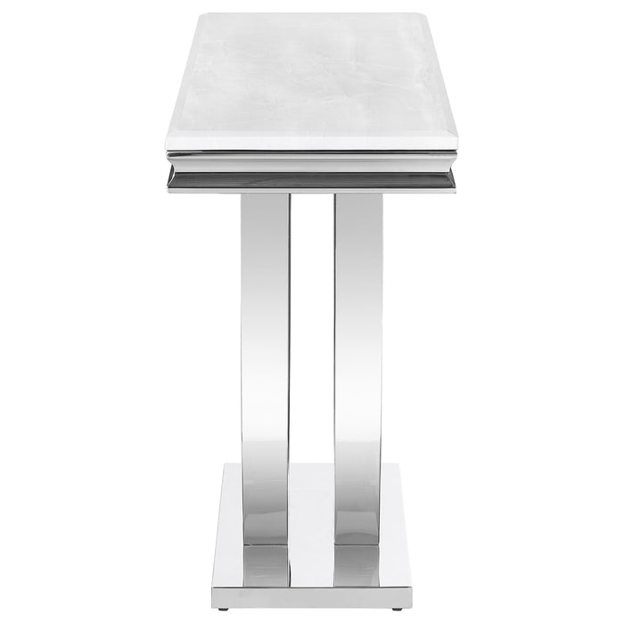 Kerwin U-base Stone Top Entryway Sofa Console Table Chrome