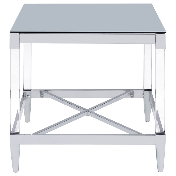 Lindley Square Tempered Mirror Acrylic Side End Table Chrome