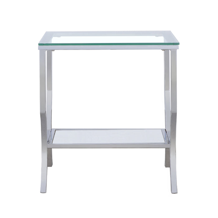 Saide Square Glass Top Side End Table Chrome