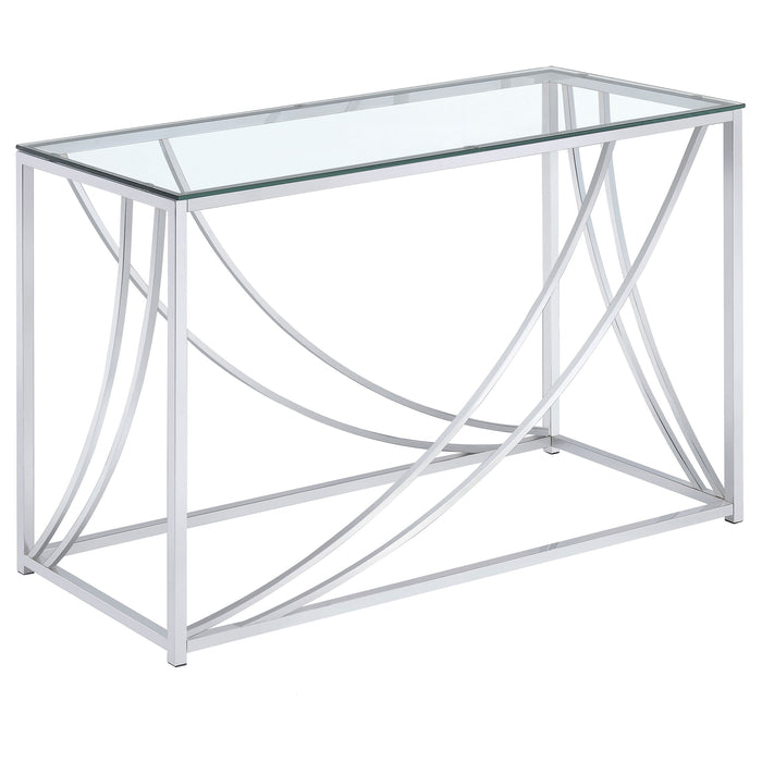 Lille Glass Top Entryway Sofa Console Table Accents Chrome