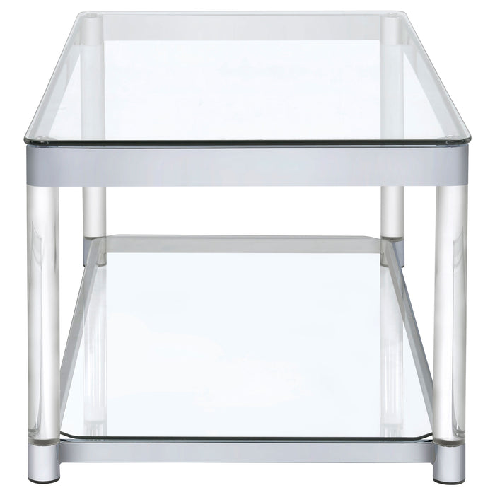 Anne Rectangular Glass Top Acrylic Leg Coffee Table Chrome