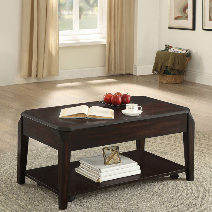 Baylor Rectangular Lift Top Coffee Table with Casters Walnut