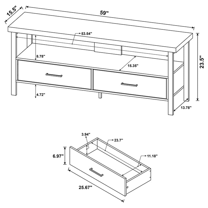 Ruston 2-drawer Engineered Wood 59" TV Stand Weathered Pine
