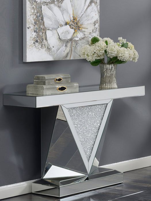 Amore Mirrored Acrylic Entryway Sofa Console Table Silver