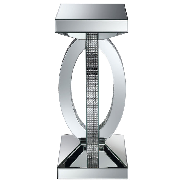 Amalia Square Mirrored Acrylic Crystal Side End Table Silver