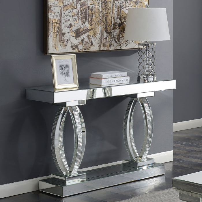 Amalia Mirrored Acrylic Entryway Sofa Console Table Silver