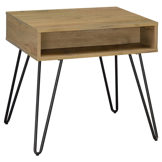 Fanning Engineered Wood Side End Table Golden Oak