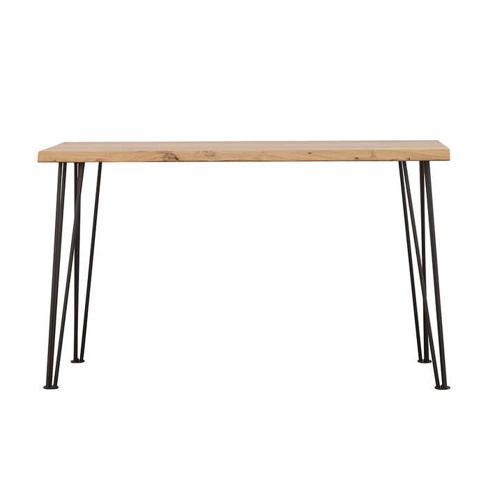Zander Solid Wood Top Console Table Natural and Matte Black