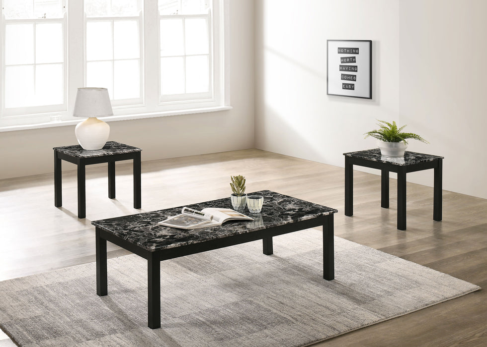Bates 3-piece Faux Marble Top Coffee Table Set Black