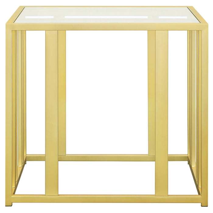 Adri Rectangular Glass Top Side End Table Matte Brass