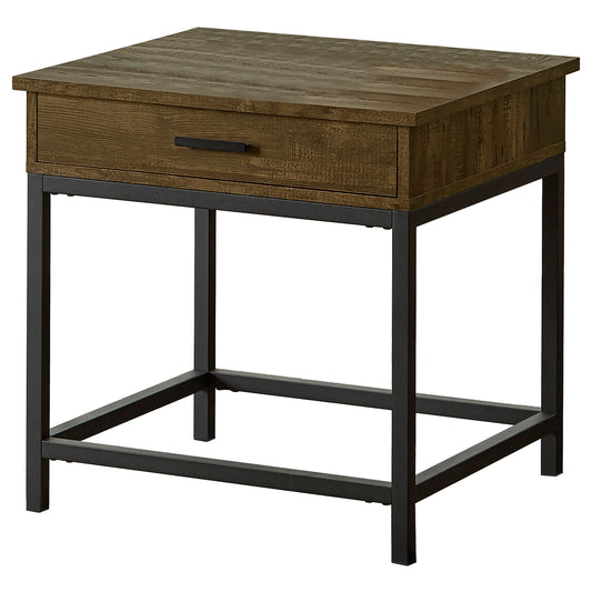 Byers 1-drawer Square Engineered Wood End Table Brown Oak