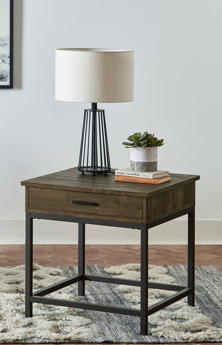 Byers 1-drawer Square Engineered Wood End Table Brown Oak