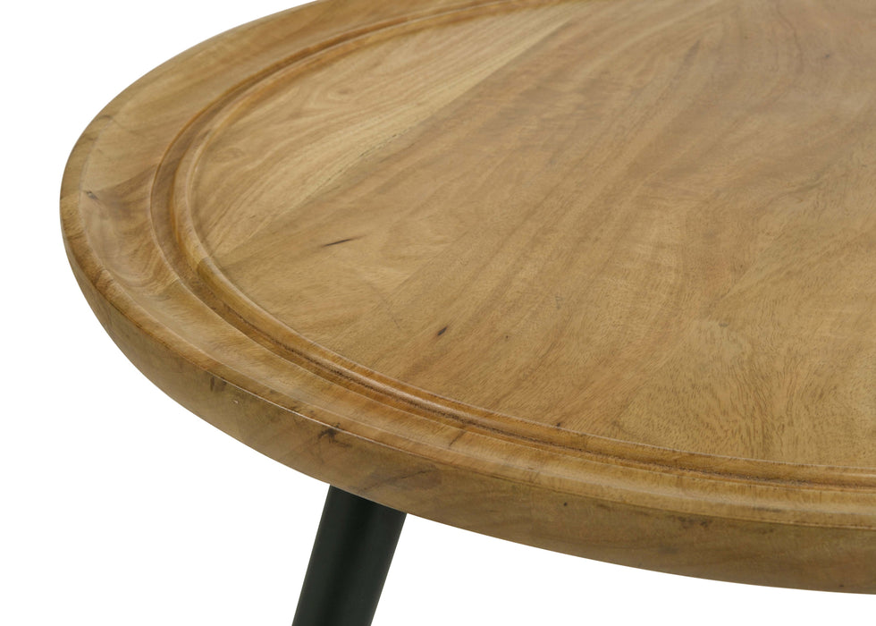 Zoe Round Mango Wood Coffee Table Natural and Black
