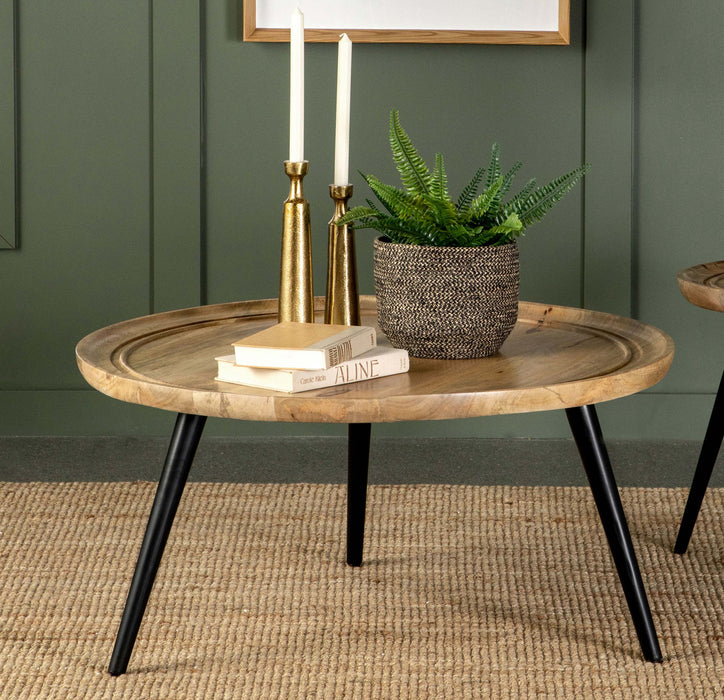 Zoe Round Mango Wood Coffee Table Natural and Black