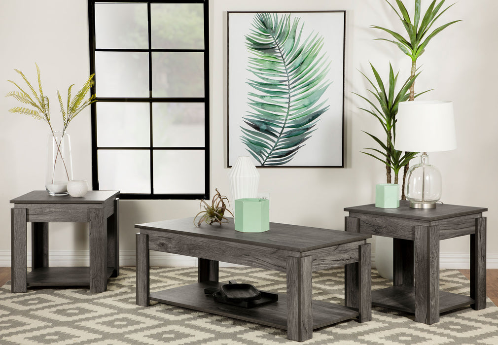 Donal 3-piece Rectangular Coffee Table Set Weathered Grey