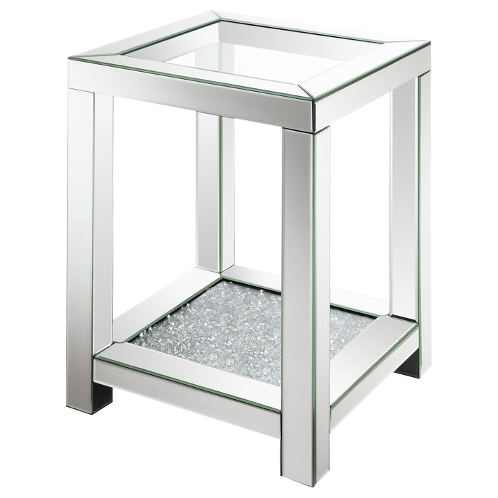 Valentina 1-shelf Square Glass Top Side End Table Silver