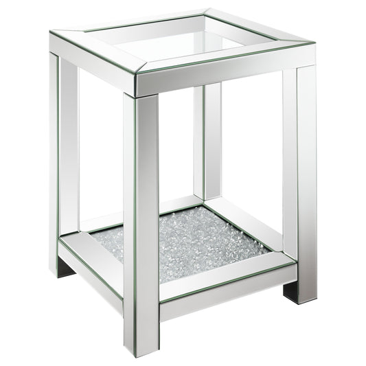 Valentina 1-shelf Square Glass Top Side End Table Silver