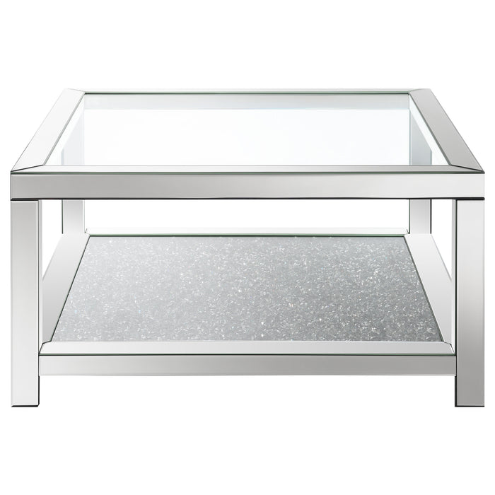 Valentina 1-shelf Square Glass Top Coffee Table Silver