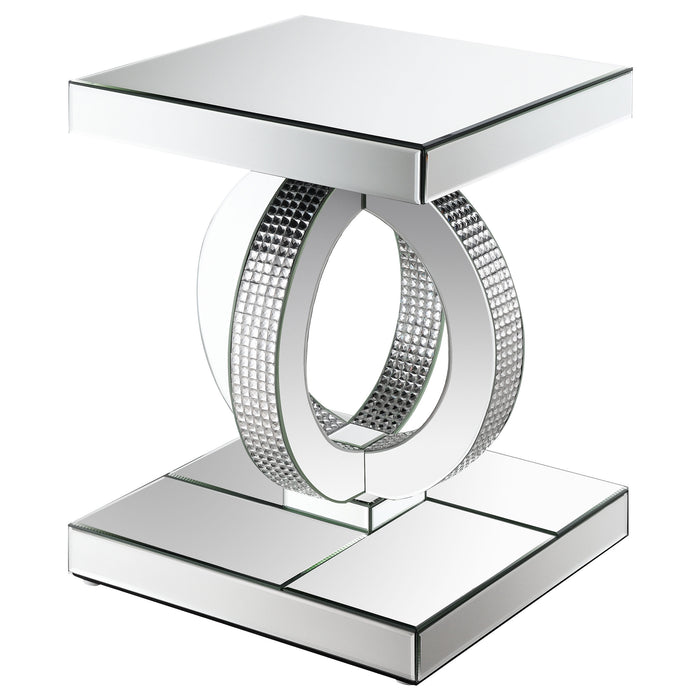 Breena Rectangular Mirrored Acrylic End Table Silver