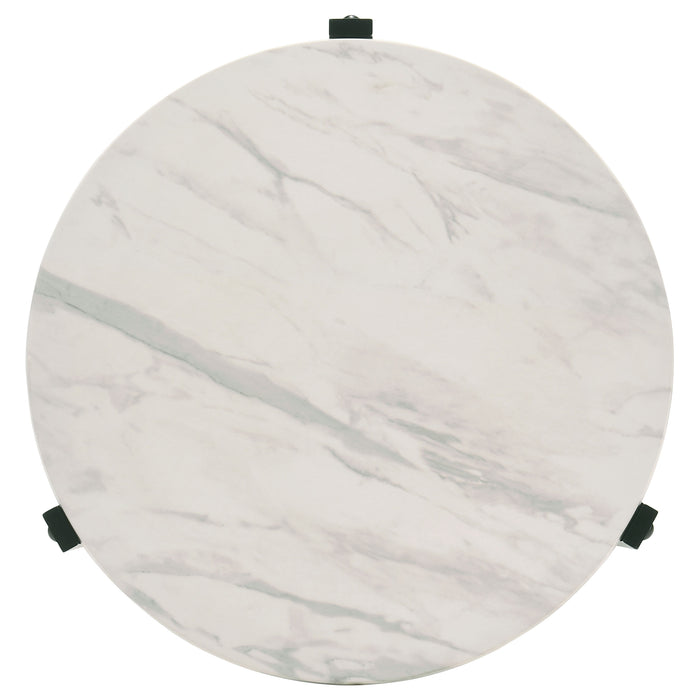 Tandi Round Faux Marble Side End Table White and Black